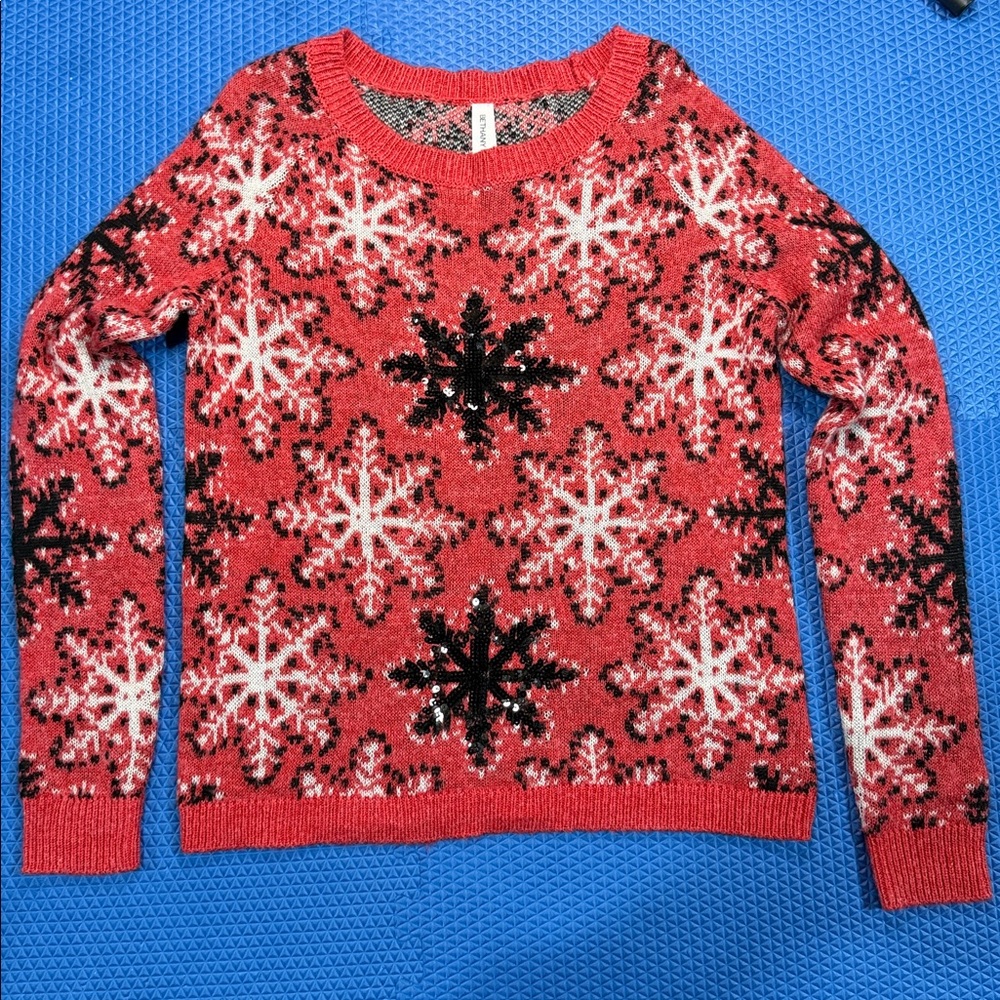 Bethany Mota Red and Black Knit Sweater